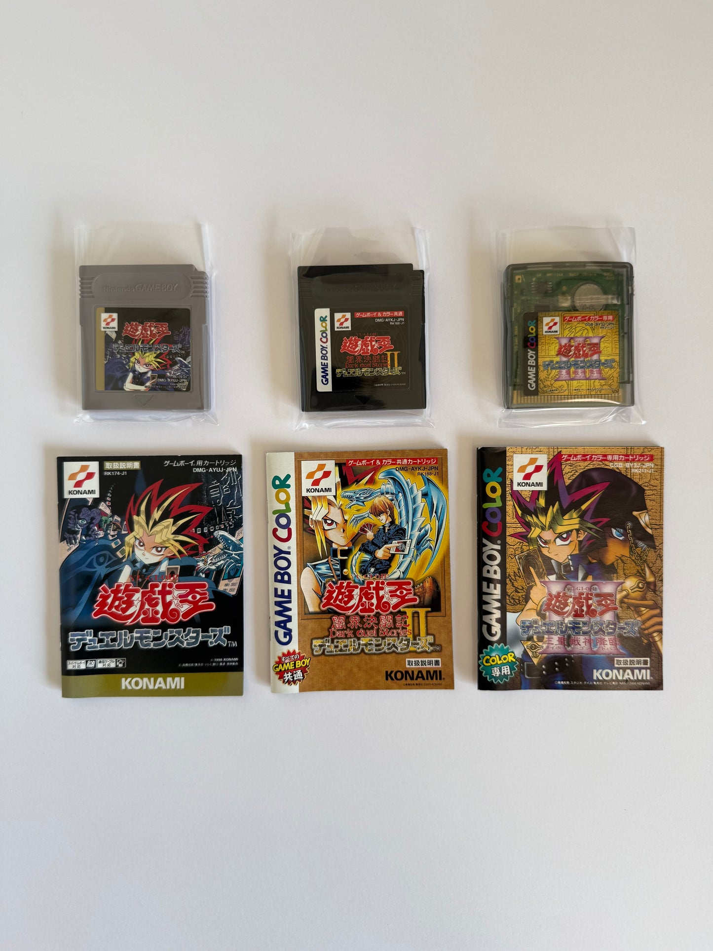 Yu-Gi-Oh! Duel Monsters Collection – Lot of 3 (Japan, Game Boy & Game Boy Color) – Authentic Konami Cartridges + Manuals
