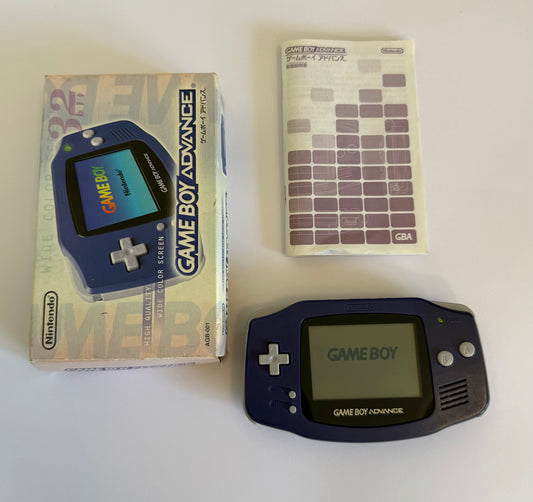 Game Boy Advance – Indigo | Authentique console rétro japonaise (reconditionnée, avec boîte et manuel d'origine)