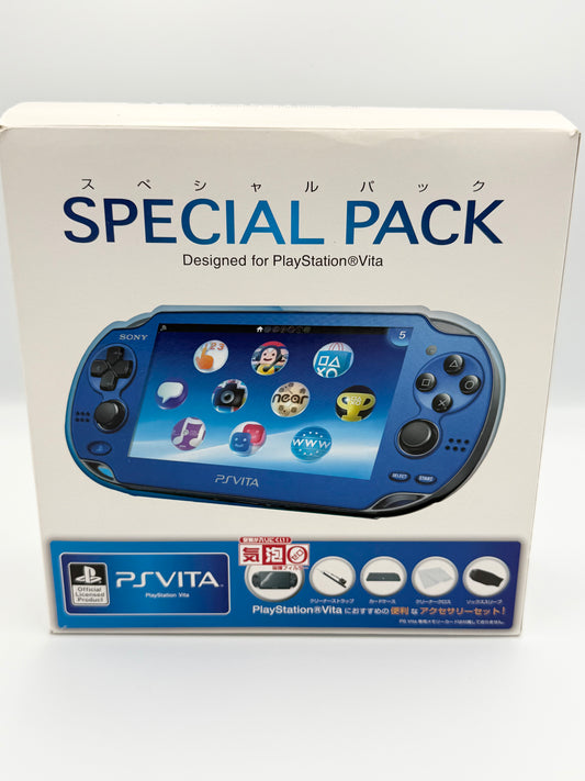 PS Vita Sapphire Blue PCH-1000 + Accessory Pack - CIB